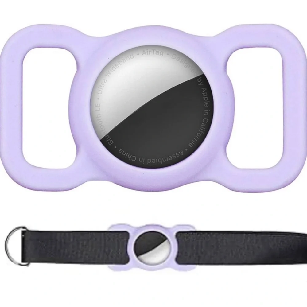 💞 New Purple Silicone Pet AirTag Holder for Puppy Dog & Cat Collars